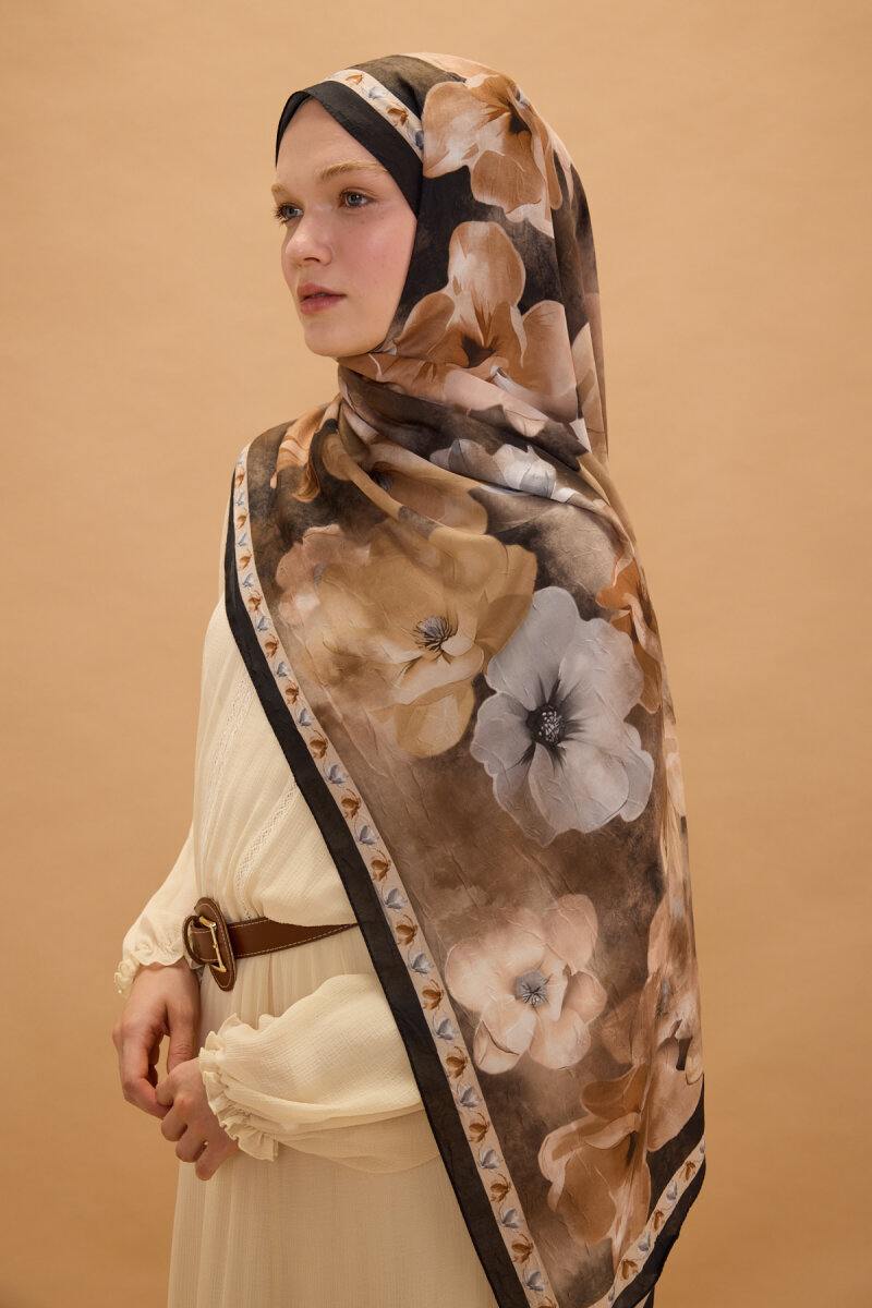 Opera Kraş Şal - Siyah Bej - 2