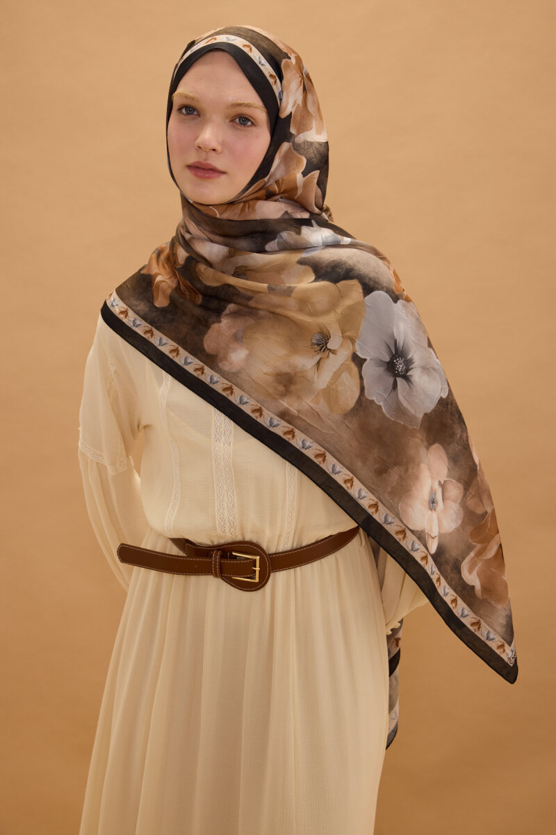 Opera Kraş Şal - Siyah Bej - 3