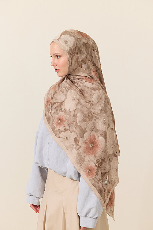 Orkide Kraş Şal - Bej - Camellia Scarfs (1)
