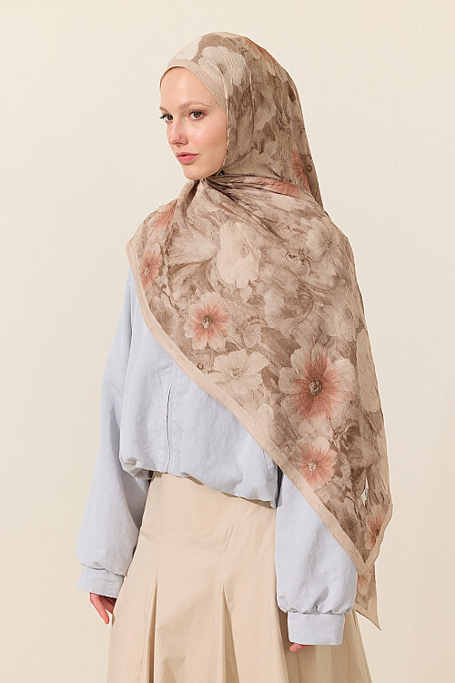 Orkide Kraş Şal - Bej 