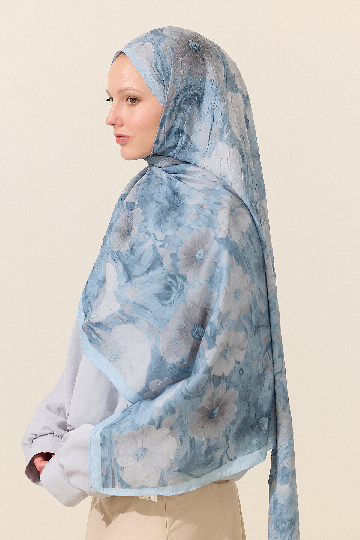Orkide Kraş Şal - Mavi - Camellia Scarfs (1)