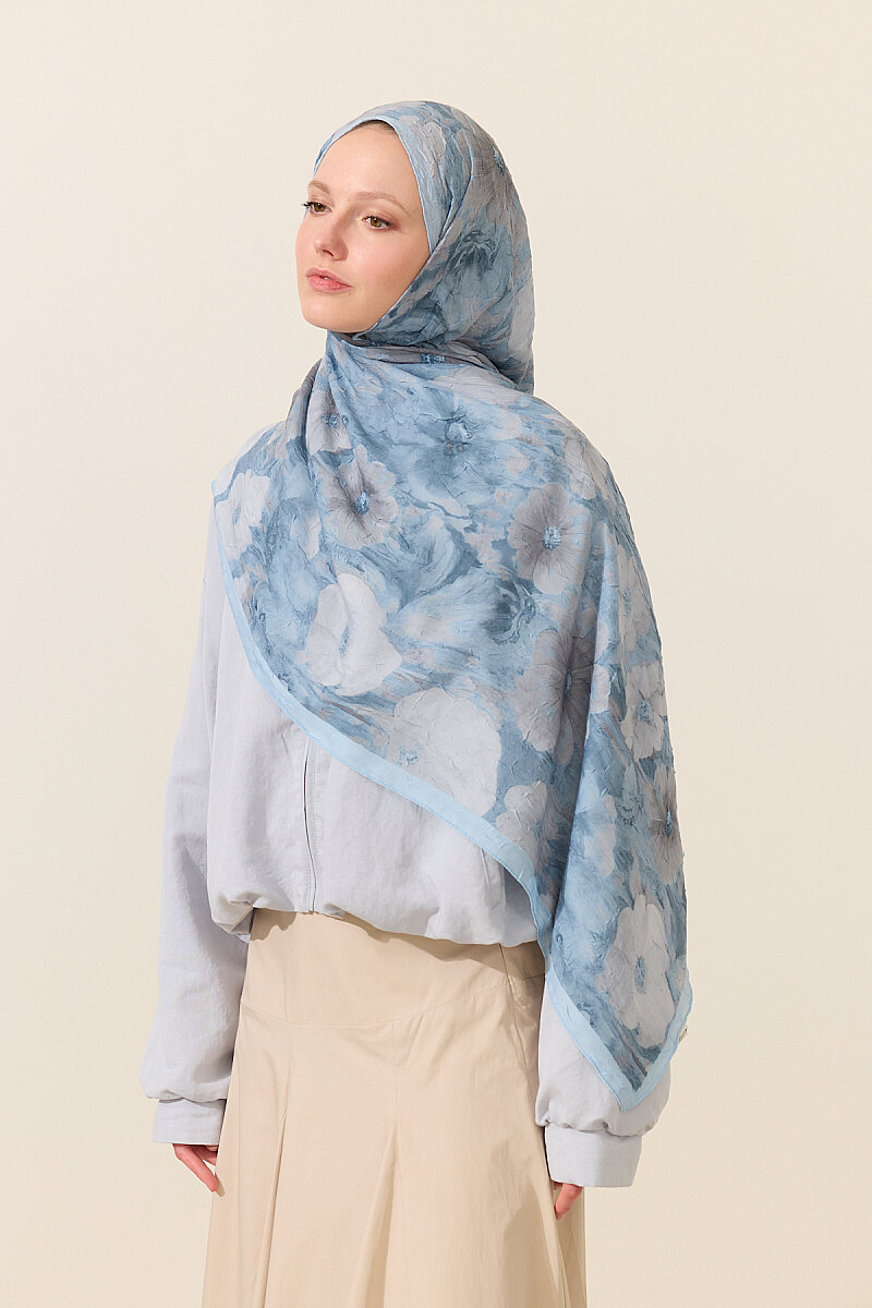 Orkide Kraş Şal - Mavi - 3