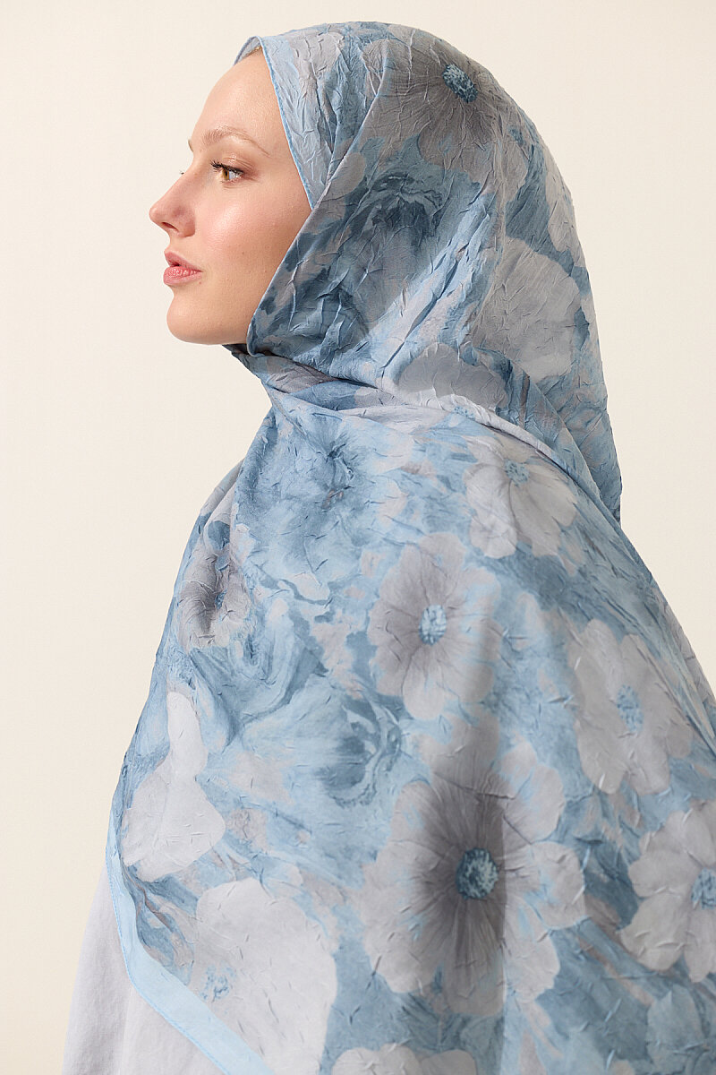 Orkide Kraş Şal - Mavi - 4