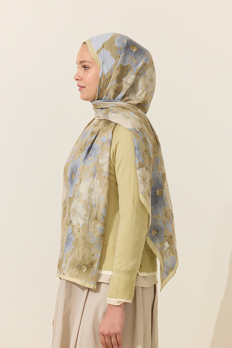 Orkide Kraş Şal - Sarı Gri - 3
