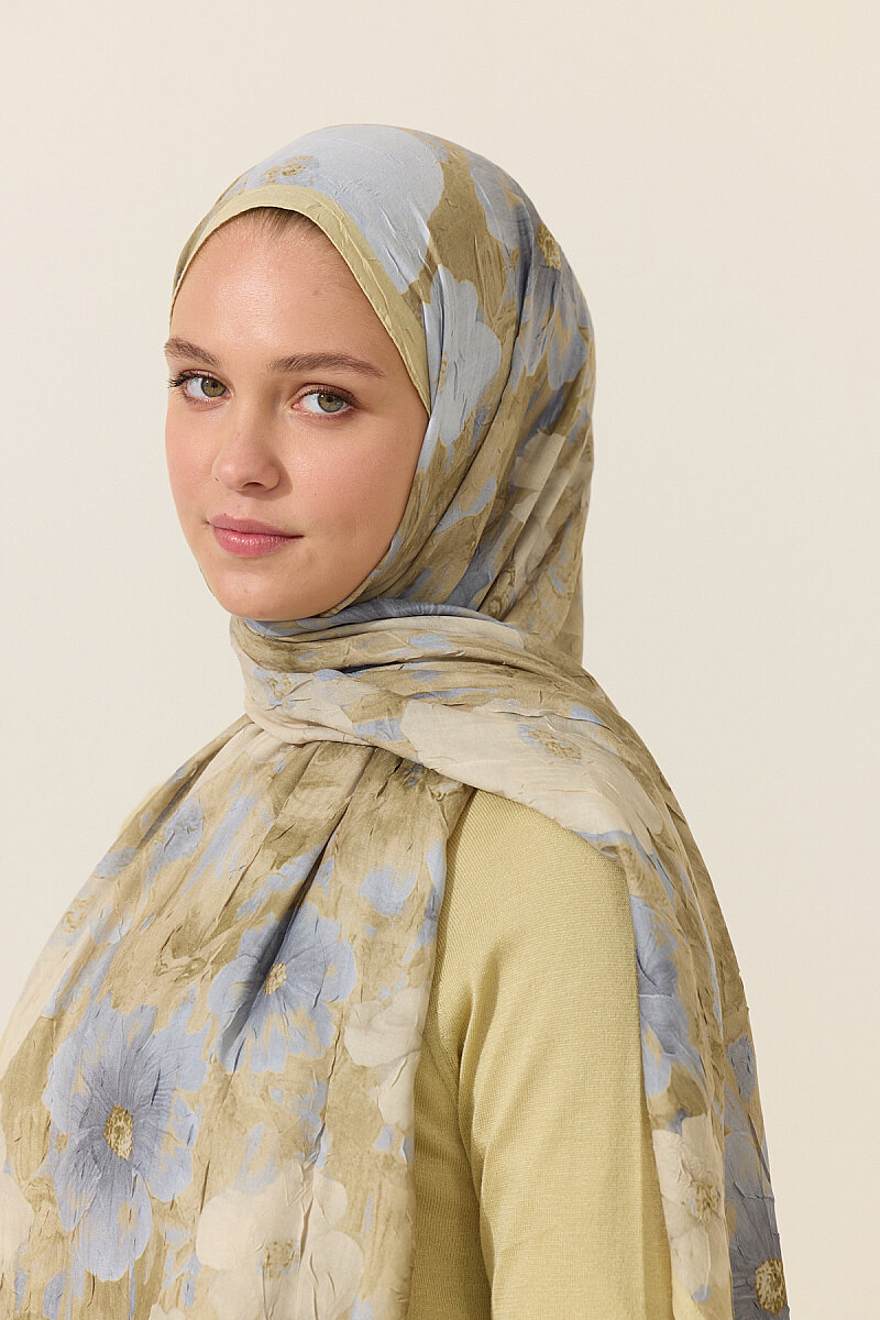 Orkide Kraş Şal - Sarı Gri - 4
