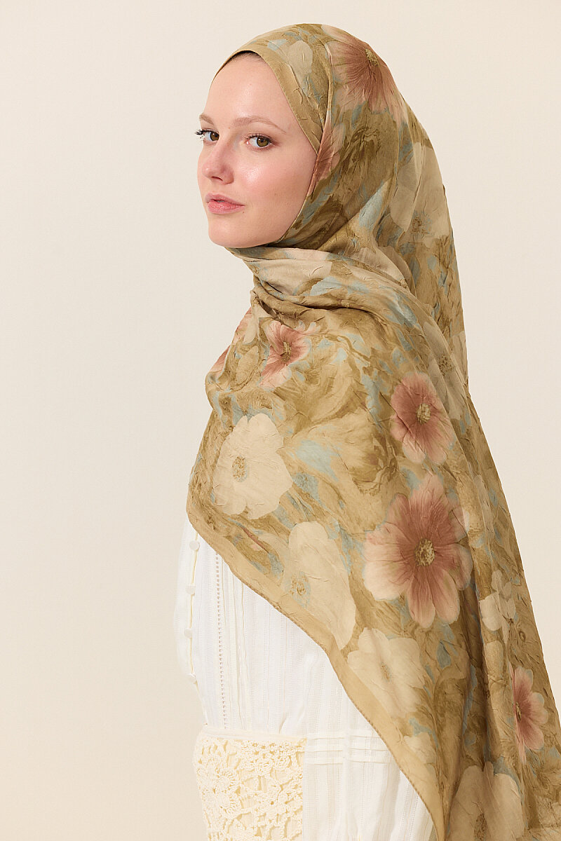 Orkide Kraş Şal - Yağ Yeşili - 4