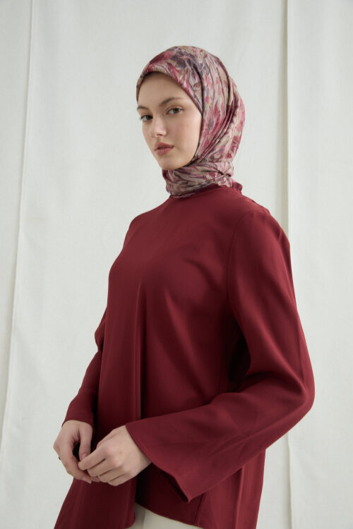Paradise Kraş Eşarp - Bordo Bej - Camellia Scarfs