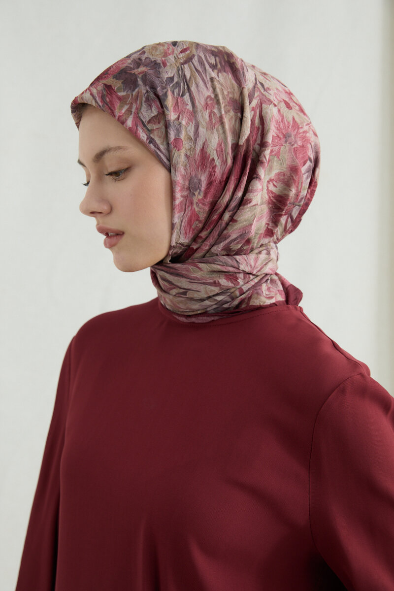 Paradise Kraş Eşarp - Bordo Bej - 3