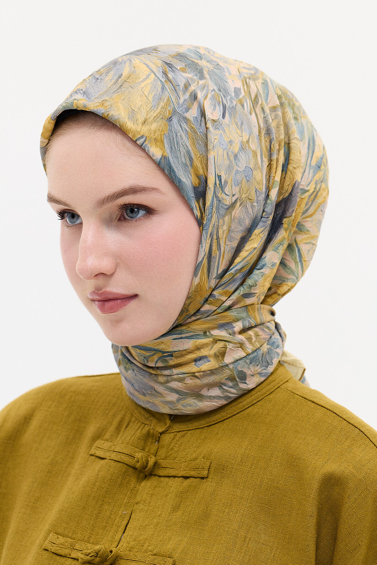 Paradise Kraş Eşarp - Sarı Gri - Camellia Scarfs (1)
