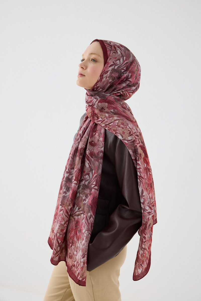 Paradise Kraş Şal - Bordo - 3