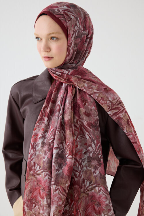 Paradise Kraş Şal - Bordo - Camellia Scarfs (1)