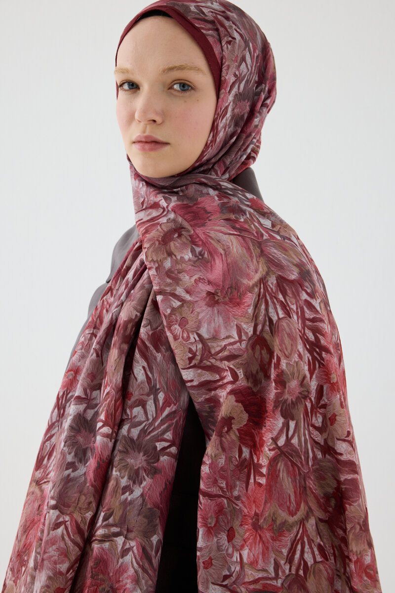 Paradise Kraş Şal - Bordo - 4