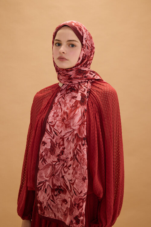 Paradise Kraş Şal - Cherry - Camellia Scarfs