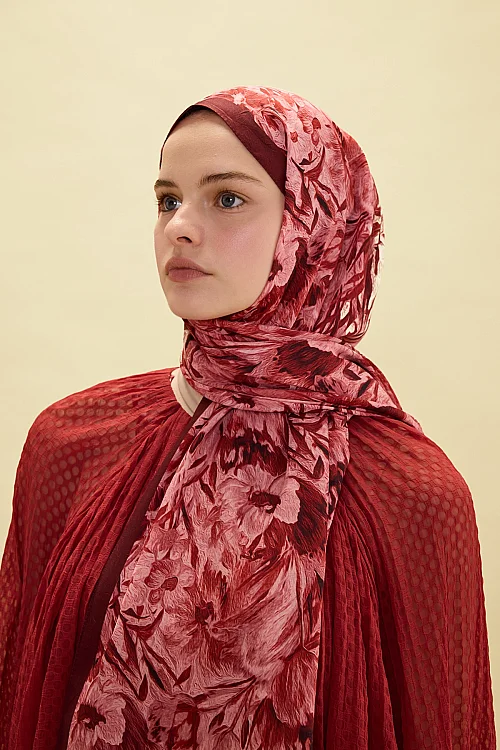 Paradise Kraş Şal - Cherry - Camellia Scarfs (1)