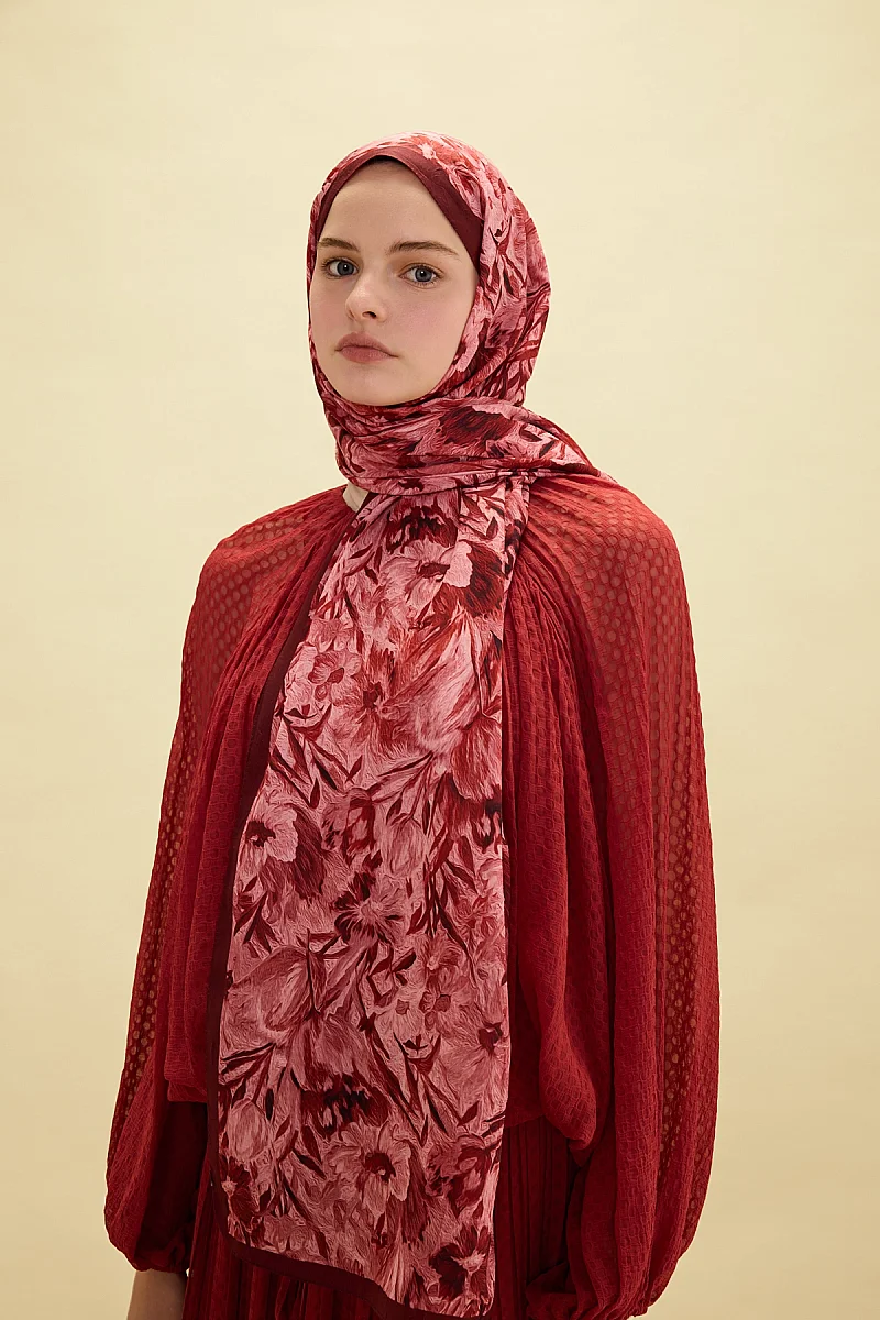 Paradise Kraş Şal - Cherry - Camellia Scarfs
