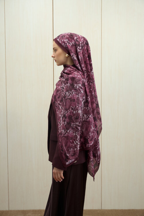 Paradise Kraş Şal - Koyu Mürdüm - Camellia Scarfs (1)