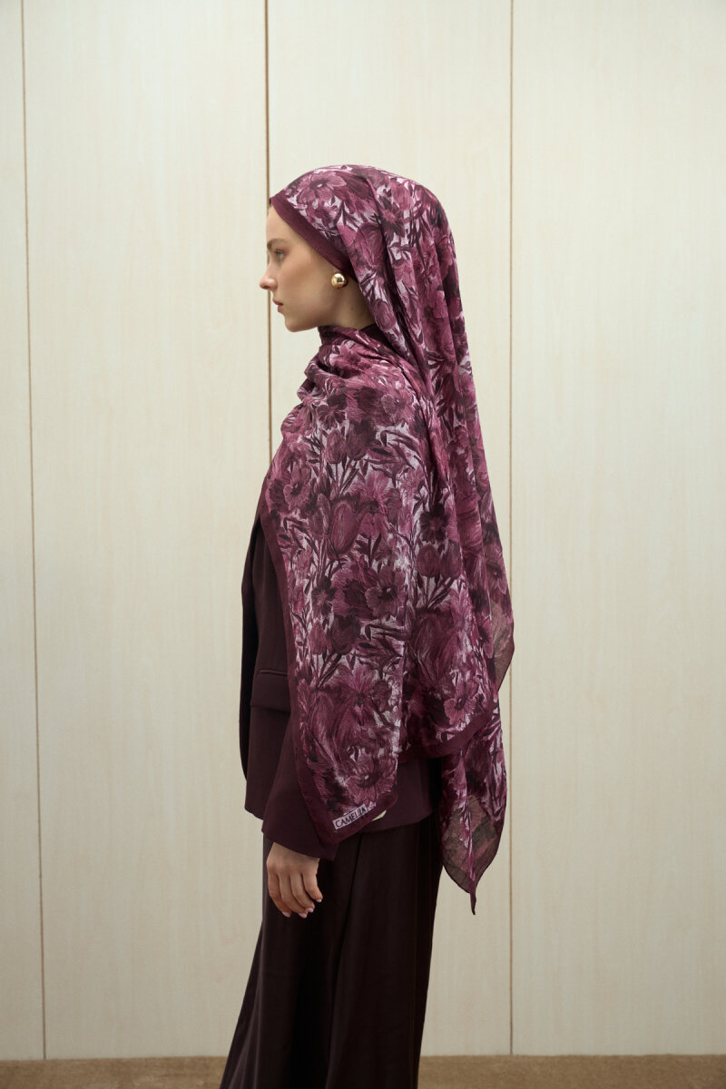 Paradise Kraş Şal - Koyu Mürdüm - 2