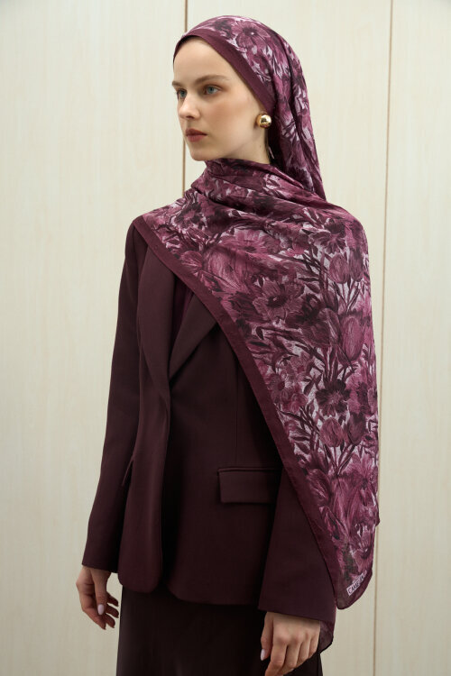 Paradise Kraş Şal - Koyu Mürdüm - Camellia Scarfs