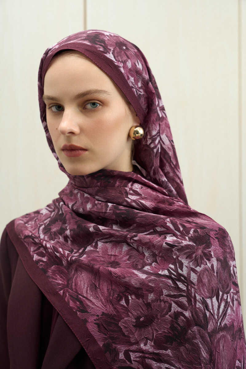 Paradise Kraş Şal - Koyu Mürdüm - 4