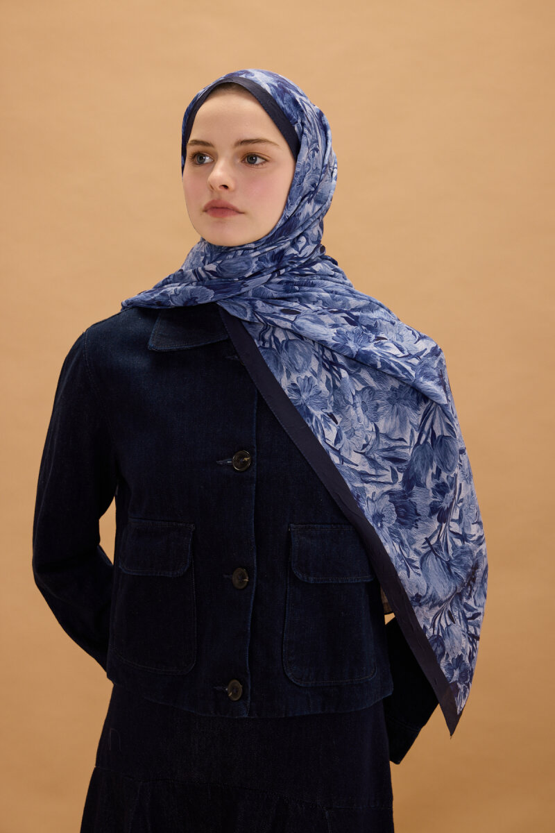 Paradise Kraş Şal - Lacivert - 3
