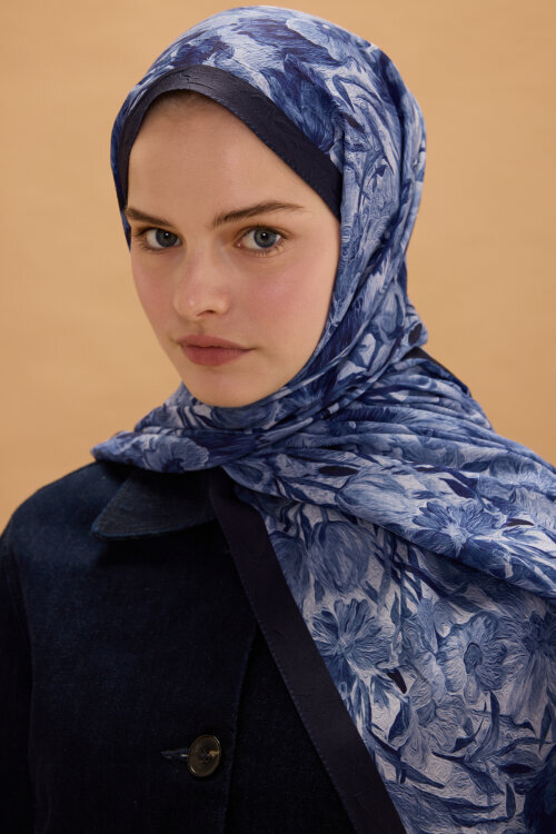 Paradise Kraş Şal - Lacivert - Camellia Scarfs (1)