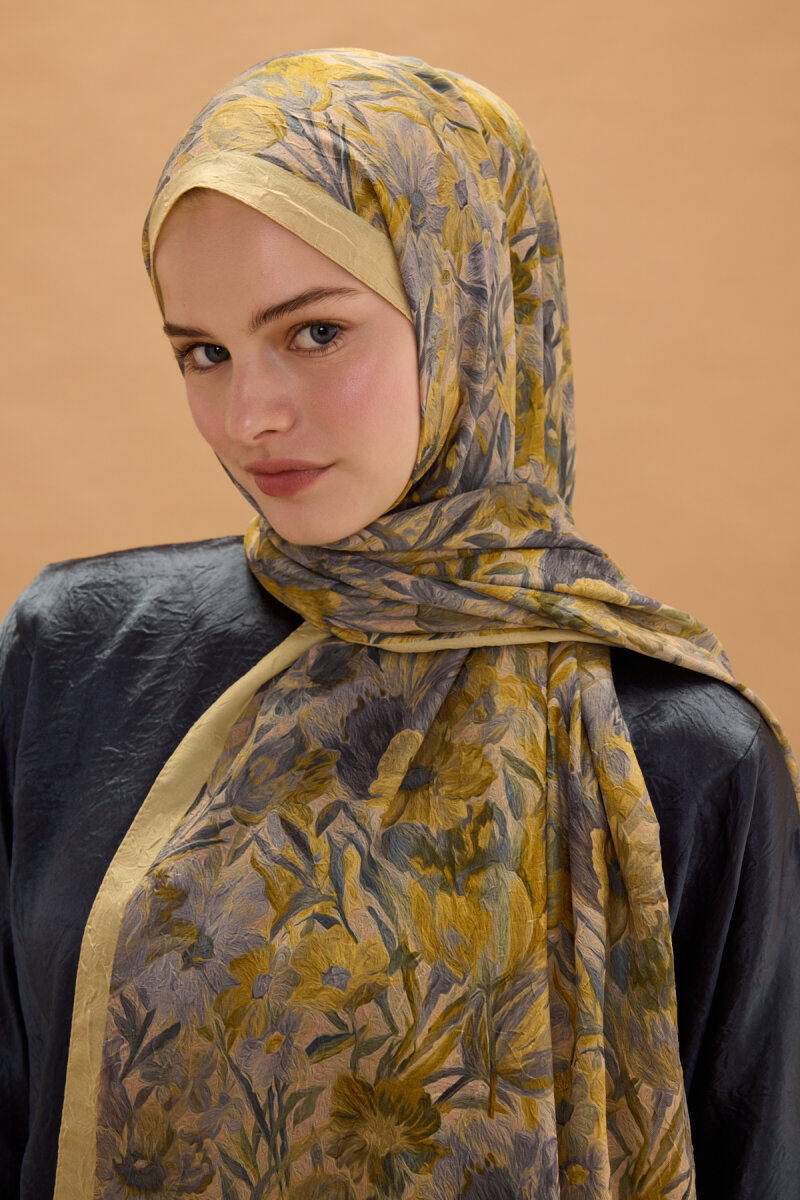 Paradise Kraş Şal - Sarı Gri - 3