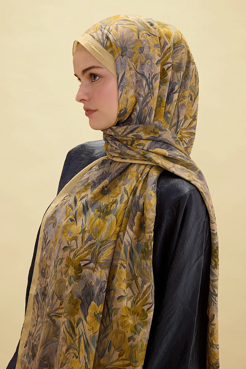 Paradise Kraş Şal - Sarı Gri - Camellia Scarfs