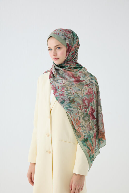 Paradise Kraş Şal - Yeşil - Camellia Scarfs (1)