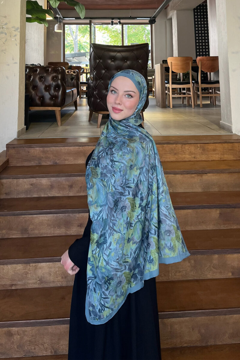 Paradise Kraş Şal - Yeşil / Mavi - 3