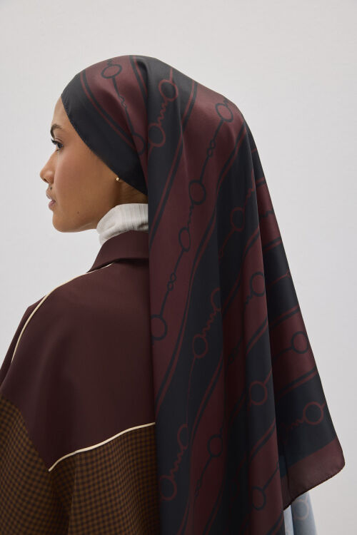 Perle Hue Desen - Siyah / Bordo - Camellia Scarfs
