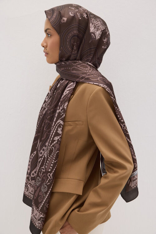 Perle Pulse Desen - Kahve - Camellia Scarfs (1)