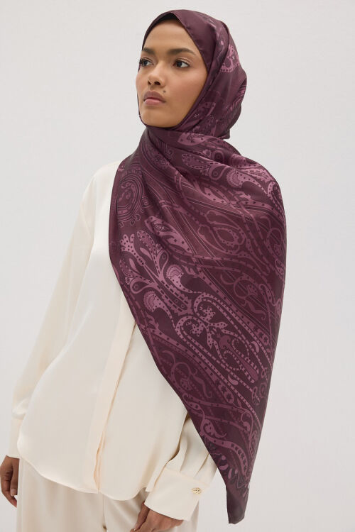 Perle Pulse Desen - Mürdüm - Camellia Scarfs (1)