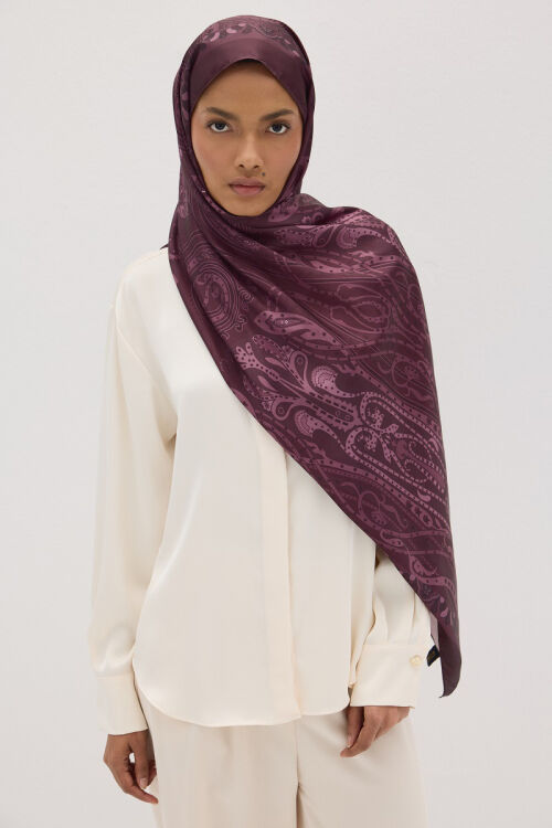 Perle Pulse Desen - Mürdüm - Camellia Scarfs