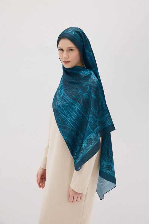 Perle Pulse Desen - Petrol - Camellia Scarfs (1)