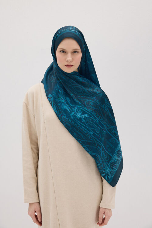 Perle Pulse Desen - Petrol - Camellia Scarfs