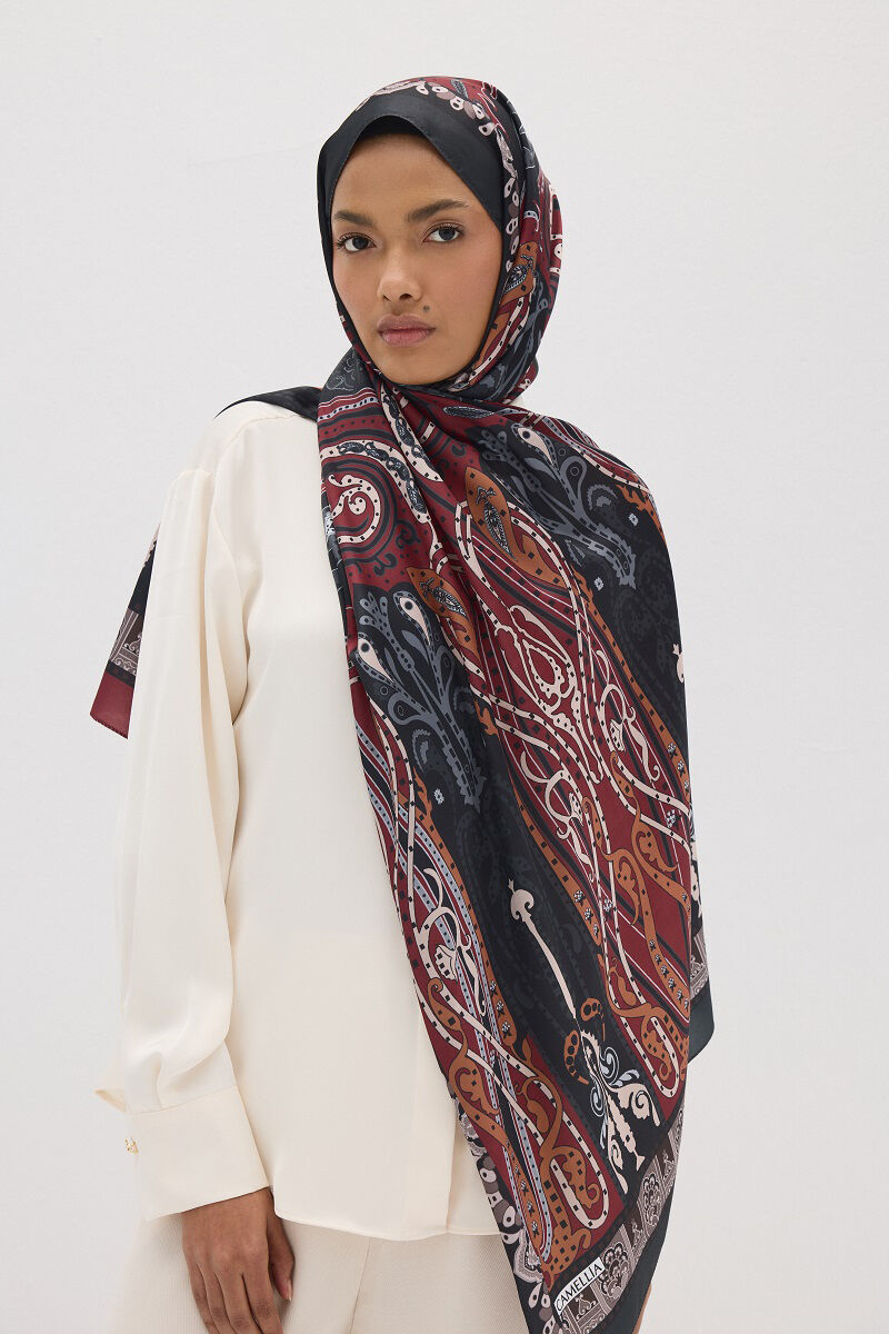 Perle Pulse Desen - Siyah/Bordo - 2