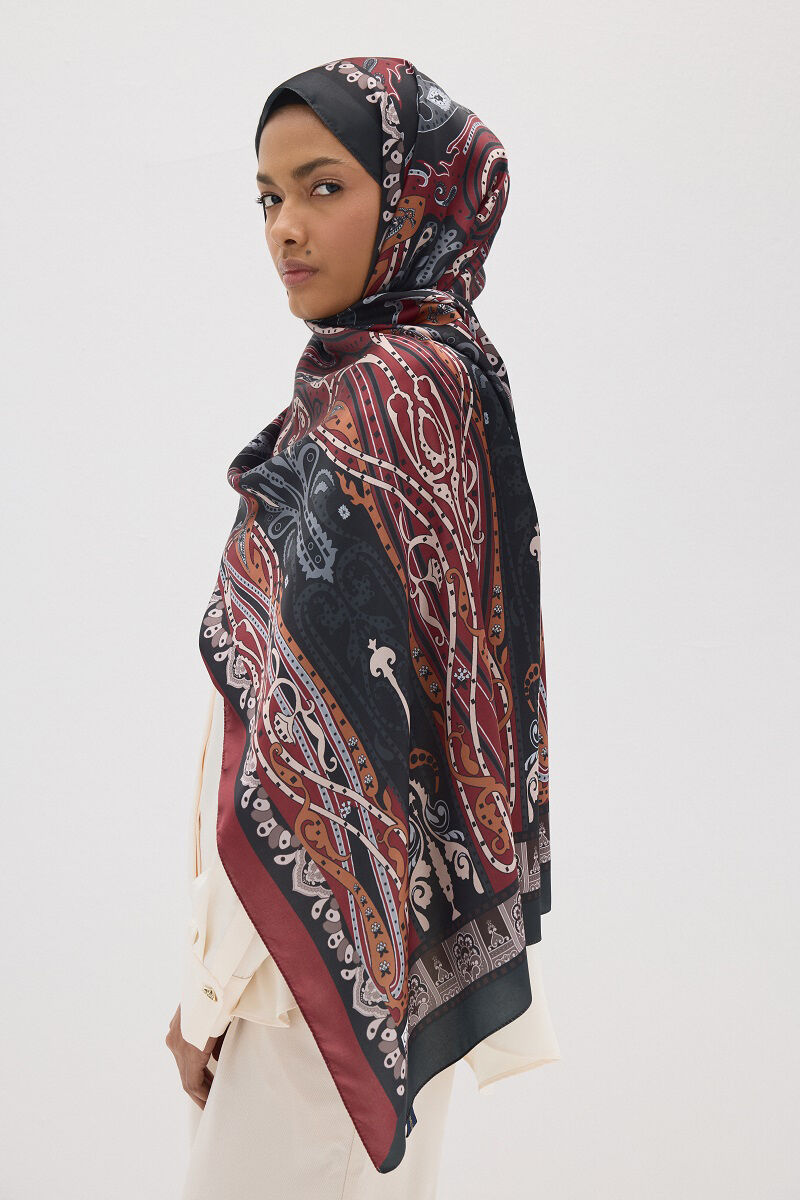 Perle Pulse Desen - Siyah/Bordo - 3