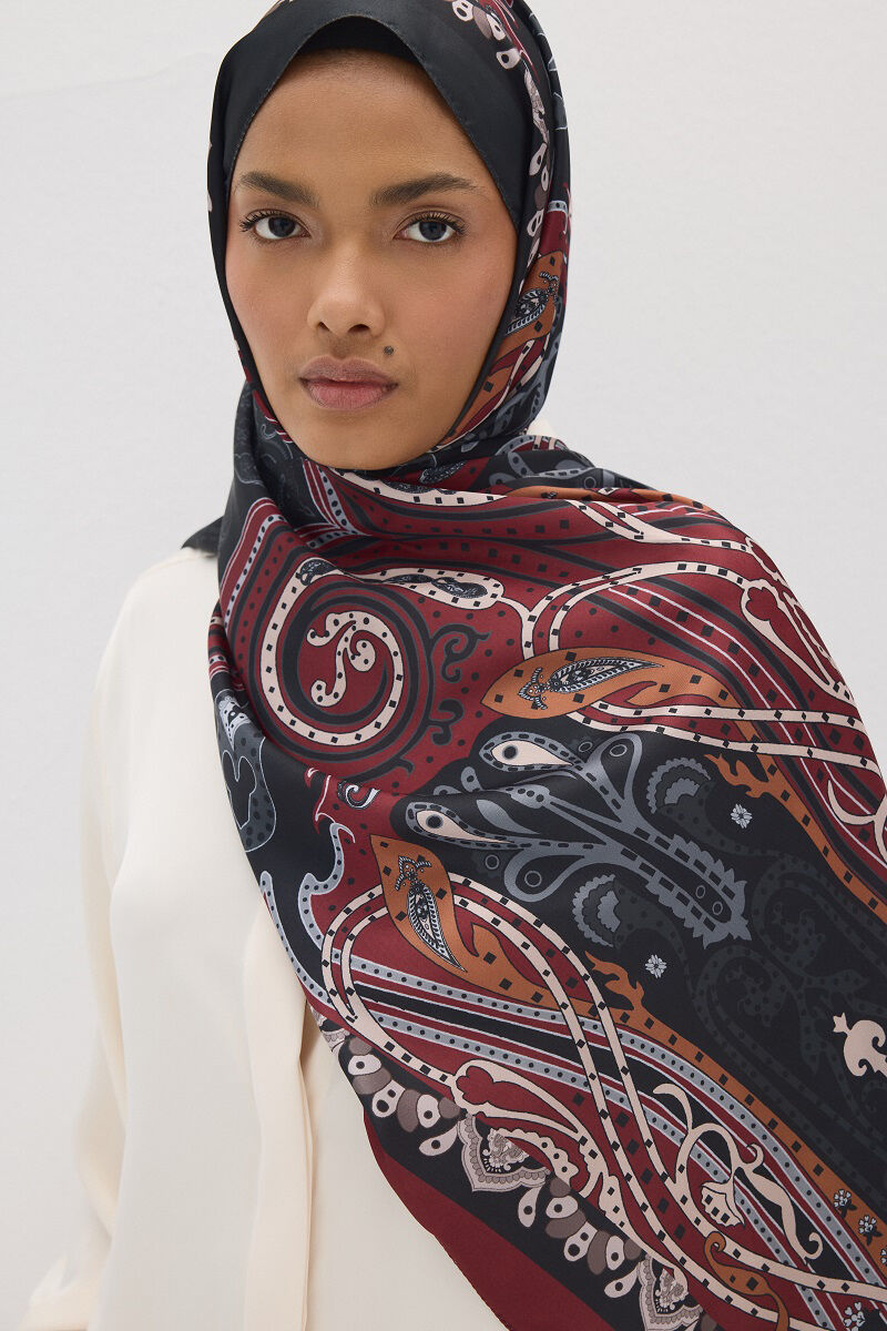 Perle Pulse Desen - Siyah/Bordo - 4