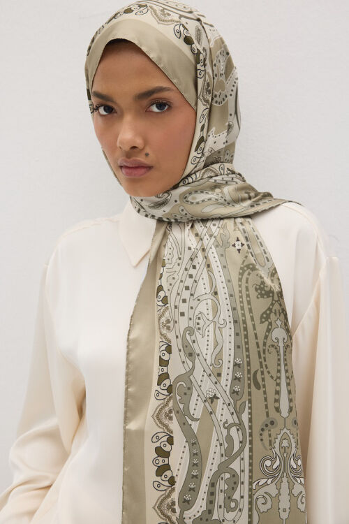 Perle Pulse Desen - Soft Yeşil - Camellia Scarfs