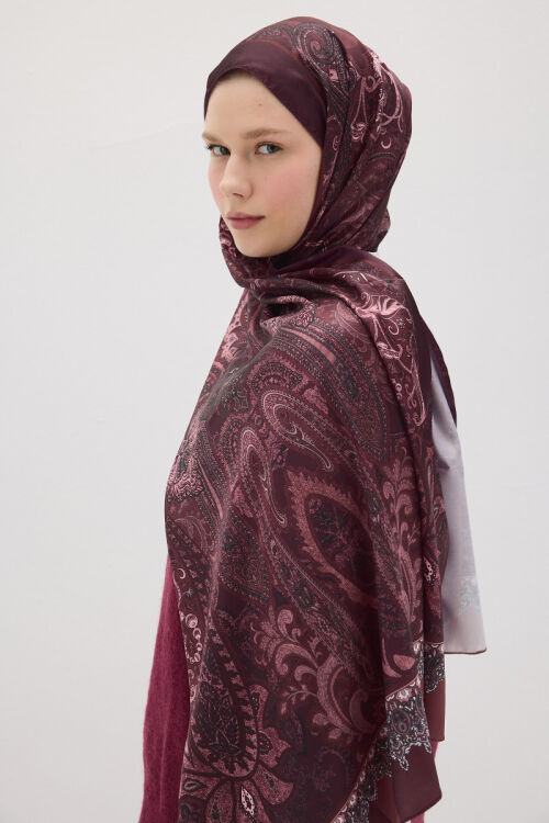 Perle Vibe Desen - Mürdüm - Camellia Scarfs (1)