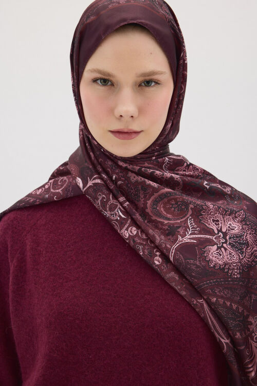 Perle Vibe Desen - Mürdüm - Camellia Scarfs