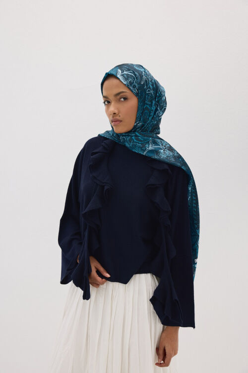Perle Vibe Desen - Petrol - Camellia Scarfs (1)