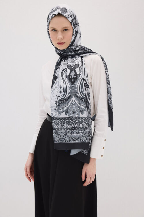 Perle Zen Desen - Gri - Camellia Scarfs