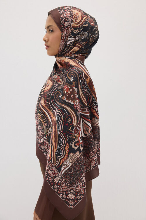 Perle Zen Desen - Kahve - Camellia Scarfs (1)