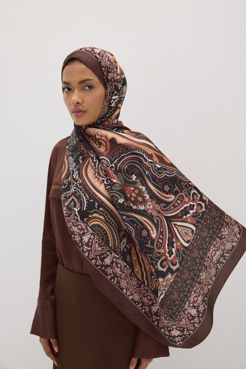 Perle Zen Desen - Kahve - Camellia Scarfs