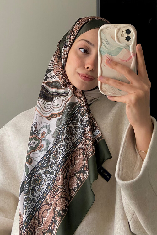 Perle Zen Desen - Yeşil - Camellia Scarfs