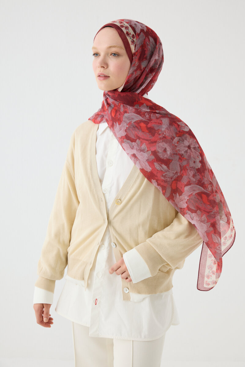 Petra Pamuk Soft Şal - Bordo - 3