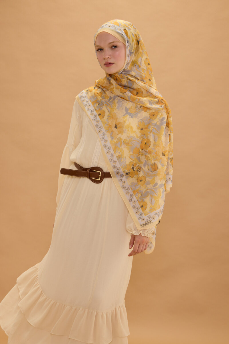 Petra Pamuk Soft Şal - Gri Sarı - 3