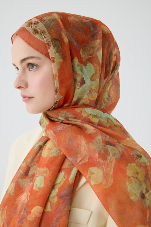 Petra Rami Şal - Turuncu - Camellia Scarfs (1)