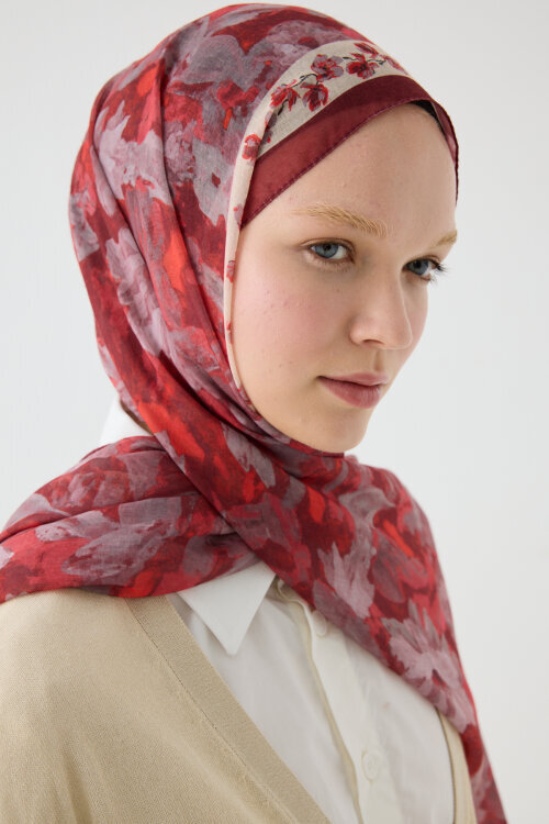 Petra Soft Pamuk Şal - Bordo - Camellia Scarfs (1)